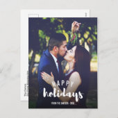 Happy Holidays Sketched Personalisiertes Foto Feiertagspostkarte (Vorne/Hinten)
