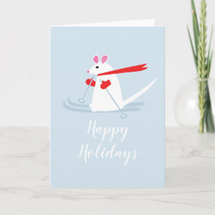 Happy Holidays Ski Mouse Weihnachtsgrüße Karte