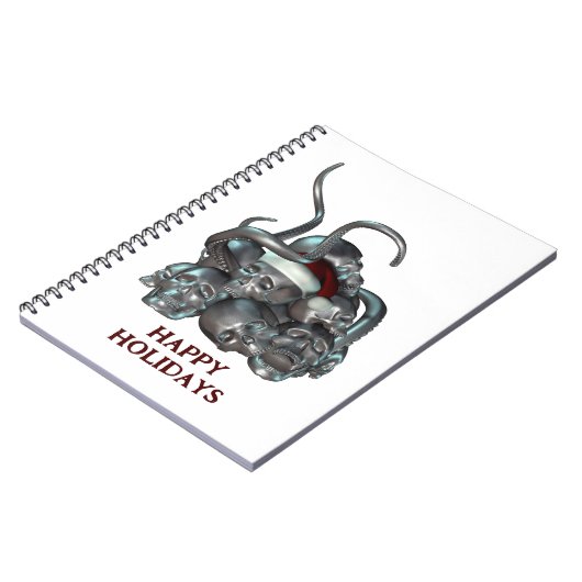 Happy Holidays. Skull pile and tentacles Notizblock (Linke Seite)