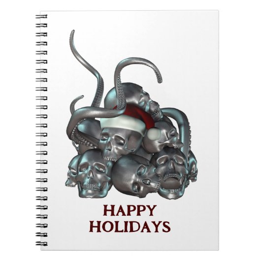 Happy Holidays. Skull pile and tentacles Notizblock (Vorderseite)