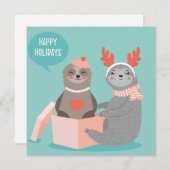Happy Holidays Sloths Feiertagskarte (Vorne/Hinten)
