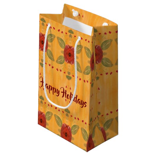 Happy Holidays Small Paper Geschenktasche Kleine Geschenktüte (Vorderseite Schrägansicht)