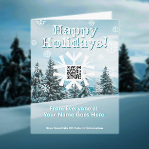 Happy Holidays Small Xmas Card Snowflake QR Code Karte