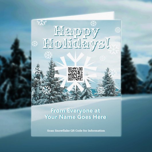 Happy Holidays Small Xmas Card Snowflake QR Code Karte