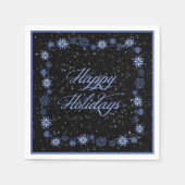 Happy Holidays Snow Blue Christmas Napkins Serviette (Vorderseite)