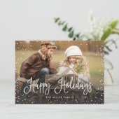 Happy Holidays Snow Foto Feiertagskarte (Stehend Vorderseite)