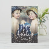 Happy Holidays Snow Foto Feiertagskarte (Stehend Vorderseite)