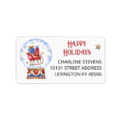 Happy Holidays Snow Globe Rücksendeadresse Adressaufkleber (Vorne)