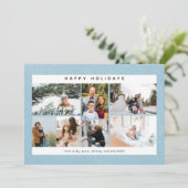 Happy Holidays Snow & Multi Foto Card (Stehend Vorderseite)