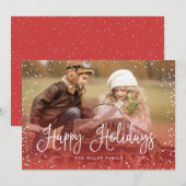 Happy Holidays Snow Red Feiertagskarte (Vorne/Hinten)