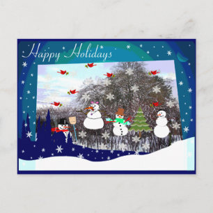 Happy Holidays Snow Scene Feiertagspostkarte