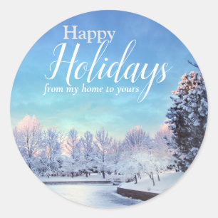 Happy Holidays Snow Scene Sticker