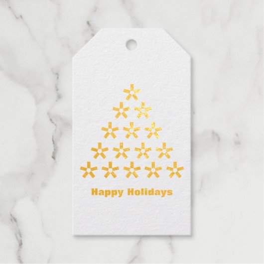 Happy Holidays Snow Stars Tree Geschenkanhänger (Vorderseite)