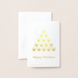 Happy Holidays Snow Stars Tree Weihnachten Folienkarte