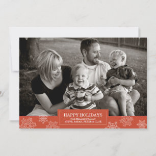 Happy Holidays Snowflake Card flach 12x18 Feiertagskarte