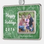 Happy Holidays Snowflake Foto Keepake Rahmen-Ornament Silber (Links)
