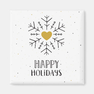 Happy Holidays Snowflake Herz Winter Art Design Magnet