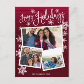 Happy Holidays Snowflake Rustic 3 Fotos Postkarte (Vorderseite)
