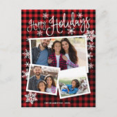 Happy Holidays Snowflake Rustic 3 Fotos Postkarte (Vorderseite)
