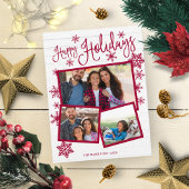 Happy Holidays Snowflake Rustic 3 Fotos Postkarte