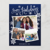 Happy Holidays Snowflake Rustic 3 Fotos Postkarte (Vorderseite)