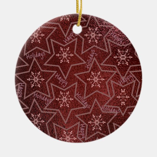 Happy Holidays Snowflakes and Stars  Keramik Ornament (Vorne)