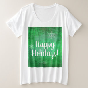 Happy Holidays Snowflakes auf Green Große Größe T-Shirt