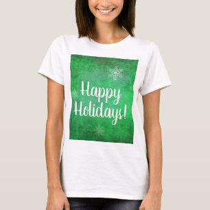 Happy Holidays Snowflakes auf Green T-Shirt
