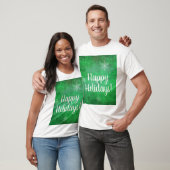 Happy Holidays Snowflakes auf Green T-Shirt (Unisex)