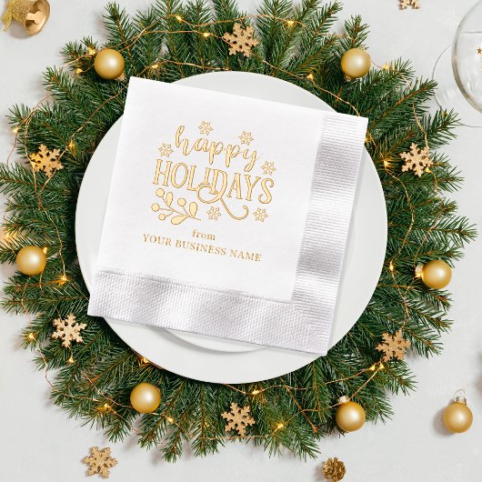 Happy Holidays Snowflakes | Holly Business Servietten Mit Folie