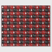 Happy Holidays Snowman auf Kariert Geschenkpapier (Flach)