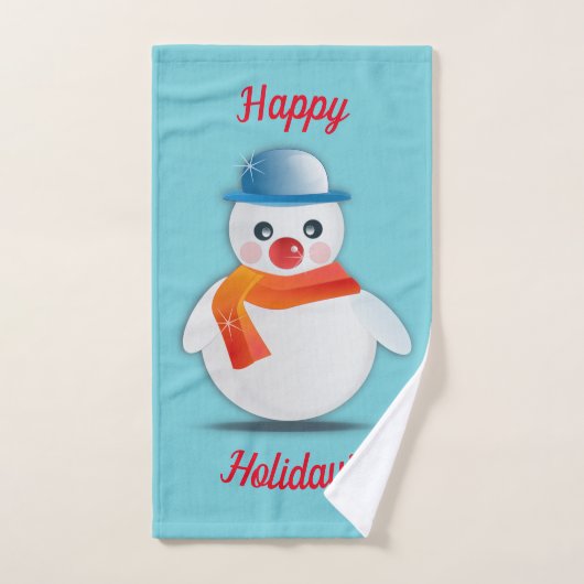 Happy Holidays Snowman Badhandtuch Set (Handtuch)