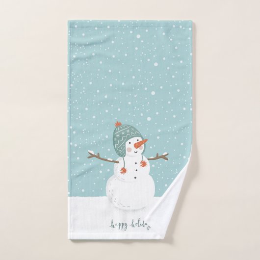 Happy Holidays Snowman Badhandtuch Set (Handtuch)