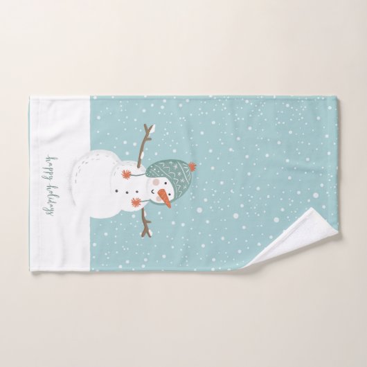Happy Holidays Snowman Badhandtuch Set (Handtuch)