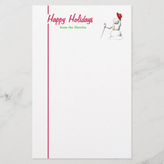 Happy Holidays Snowman Briefpapier (Vorderseite)