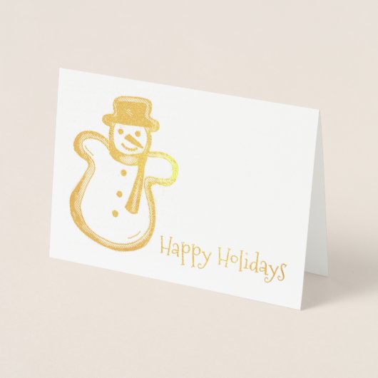 Happy Holidays Snowman Cookie Christmas Hanukkah Folienkarte (Vorderseite)