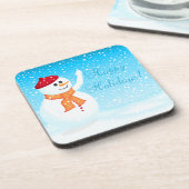 "Happy Holidays" Snowman Cork Untersetzer (Linke Seite)