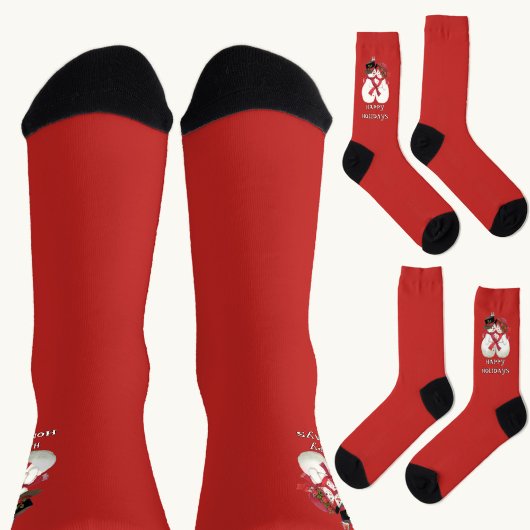 Happy Holidays Snowman Couple Socken