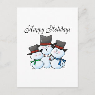 Happy Holidays Snowman Family Feiertagspostkarte