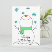 Happy Holidays Snowman Feiertagskarte (Stehend Vorderseite)
