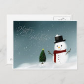 Happy Holidays Snowman Feiertagspostkarte (Vorne/Hinten)