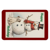 Happy Holidays Snowman Flexible Foto Magnet (Horizontal)