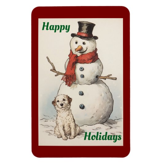 Happy Holidays Snowman Flexible Foto Magnet (Vertikal)