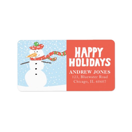 Happy Holidays Snowman Genießen Sie den Schnee Adressaufkleber (Vorne)