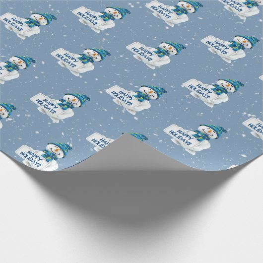 Happy Holidays Snowman Geschenkpapier (Ecke)