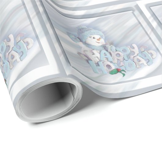 Happy Holidays Snowman Geschenkpapier (Rolleneckpunkt)