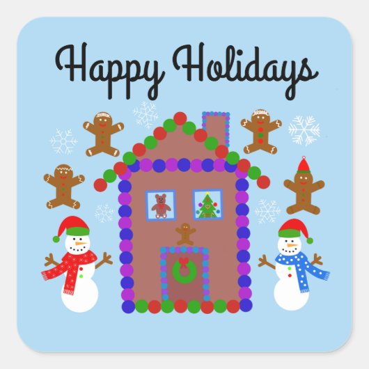 Happy Holidays Snowman & House #3-2 Stickers (Vorderseite)