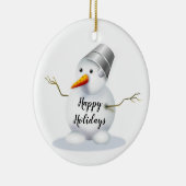 Happy Holidays Snowman Keramik Ornament (Rechts)