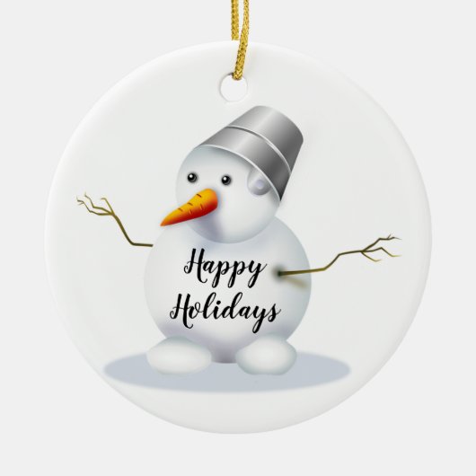 Happy Holidays Snowman Keramik Ornament (Vorne)