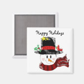 Happy Holidays Snowman Magnet (Vorderseite/Rückseite)